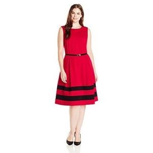 Calvin Klein classic red belted dress size 2